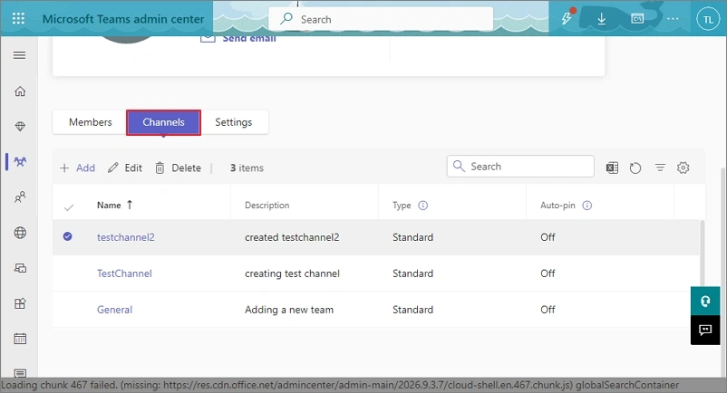 Add a new channel or manage any channels