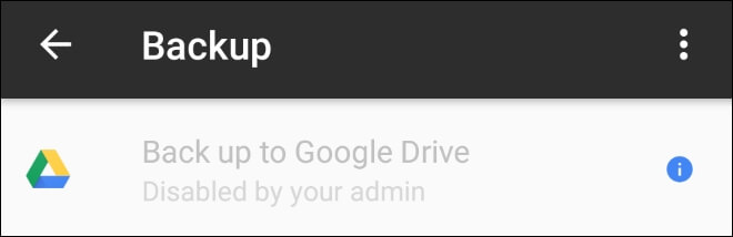 Backup to Google Drive disabled by admin