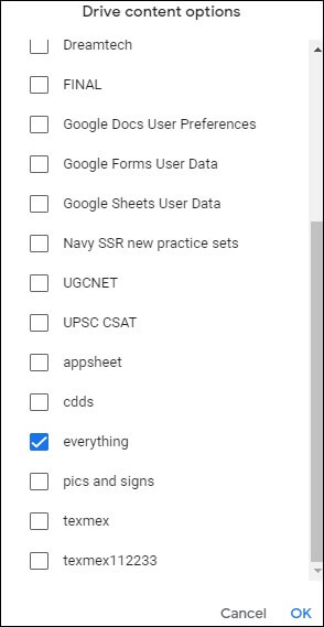 Click on the option All Drive data