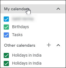 Open Google Calendar and expand My calenders