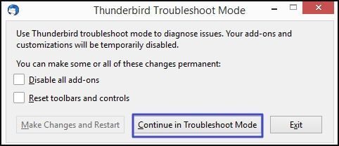 Continue in Troubleshoot Mode
