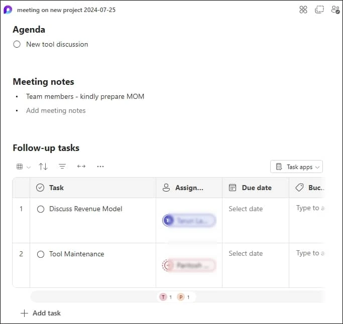 Add or edit meeting notes