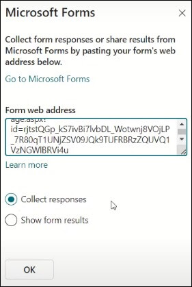Paste the copied form URL and tap on OK
