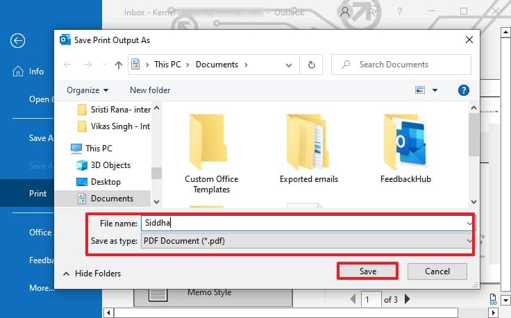 Choose a destination for your file