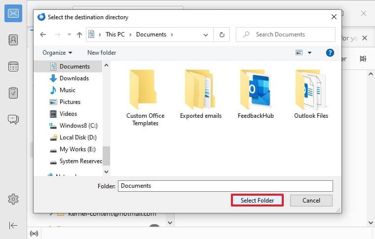 choose your preferred file destination