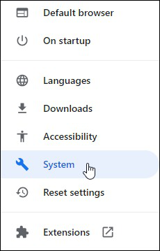 Navigate to the System section