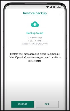 WhatsApp backup from Google Drive