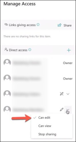After checking the permissions it is now time to give the Can edit permission to the member