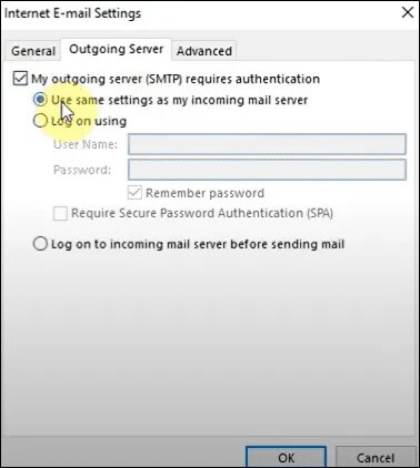 Use same settings as my incoming mail server