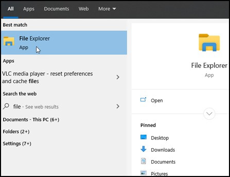 open File Explorer and select the documents