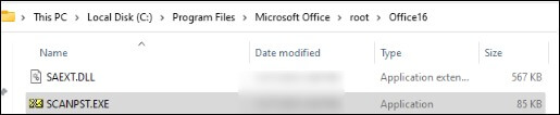 Close Outlook and find SCANPST.exe