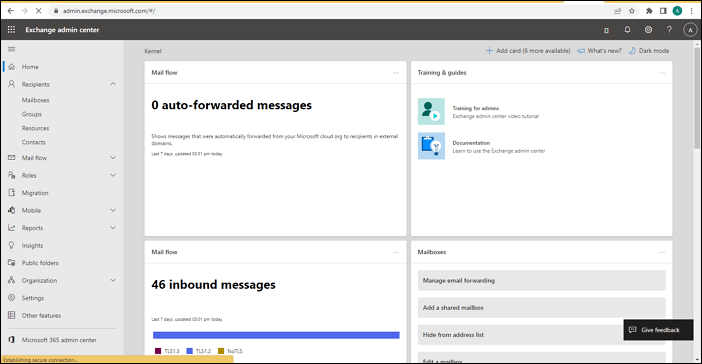 Open the Exchange admin center in your web browser