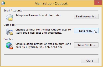 Tap on Data Files and select your email account