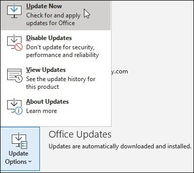 install the latest Outlook updates