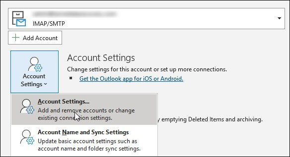 Access Outlook and go to the File menu