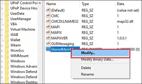 Right-click on SharedMemMaxSize