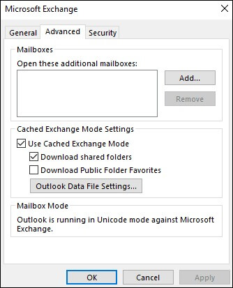 uncheck the option Use Cached Exchange Mode