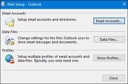 find a window called Mail Setup