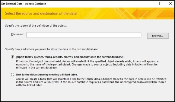 Select the source and destination of the data