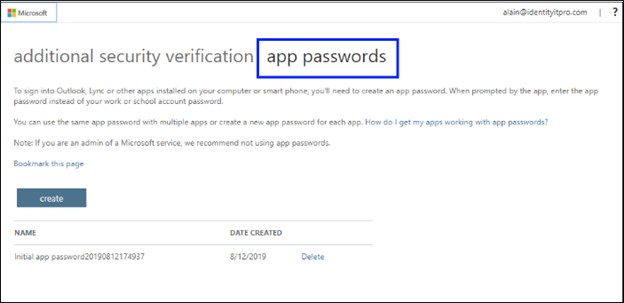 Manage app passwords