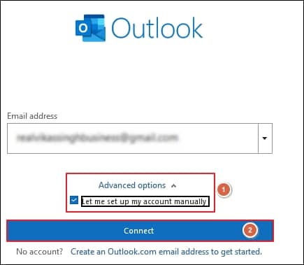 Choose the given option under Advance options and click on Connect
