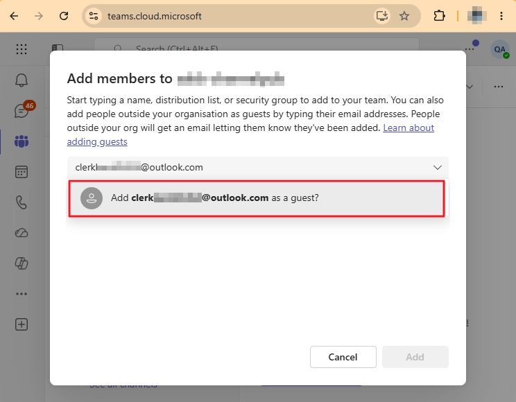 Add guest user with email id