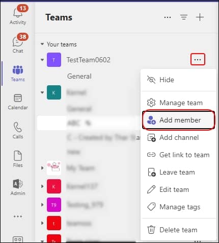 go to your preferred teams 