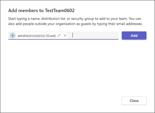 mail address of the external user