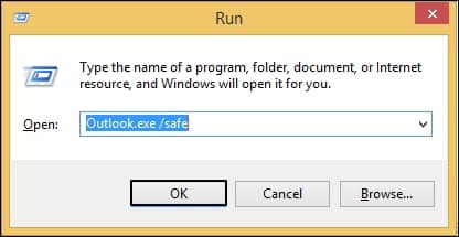 Enter Outlook.exe slace safe command