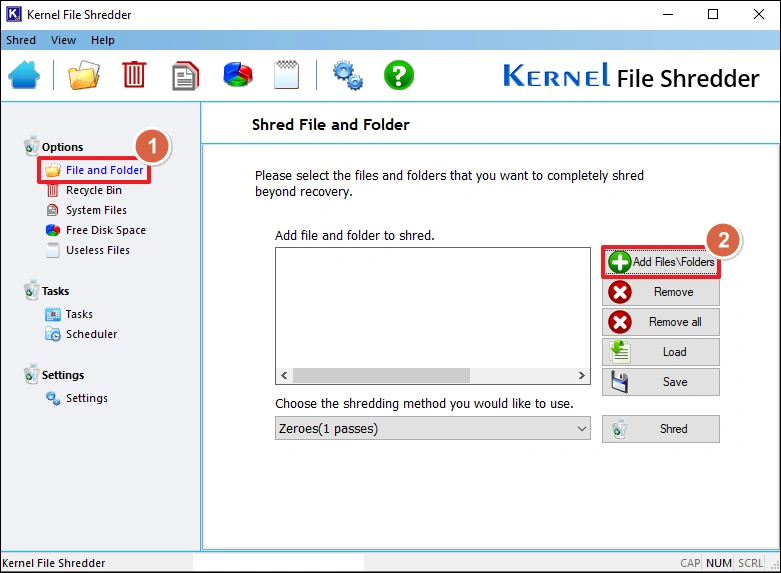 click on file and folder
