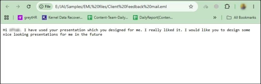 Chrome display full content of EML file