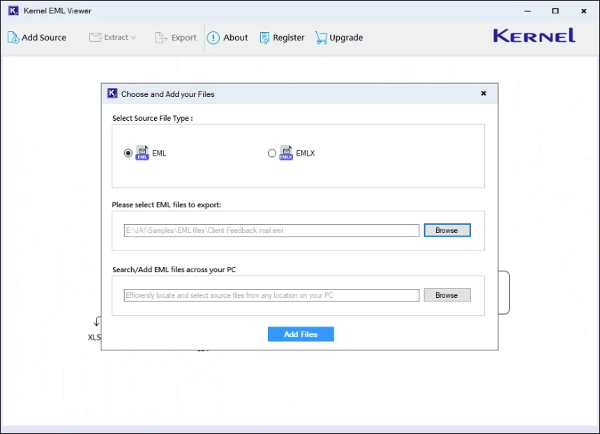 Add single or bulk EML files