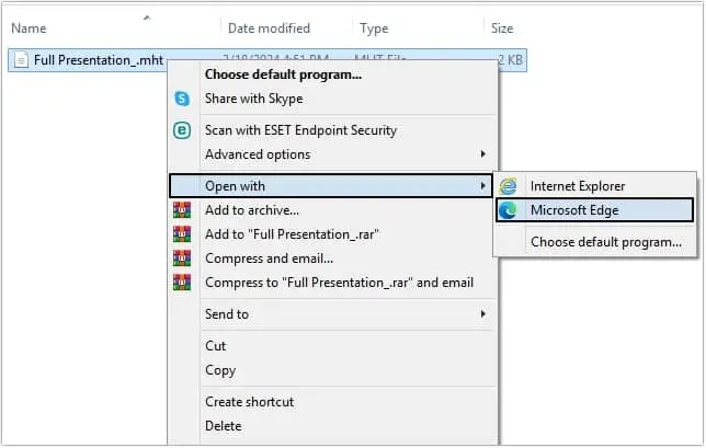 Open with microsoft edge