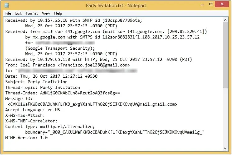 EML file will open with notepad