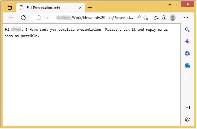 EML file is now opened with microsoft edge