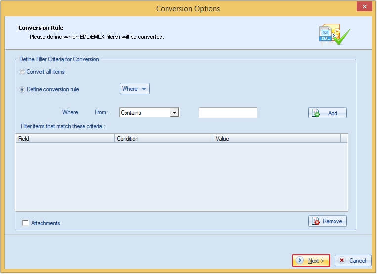 Apply filters to start conversion process