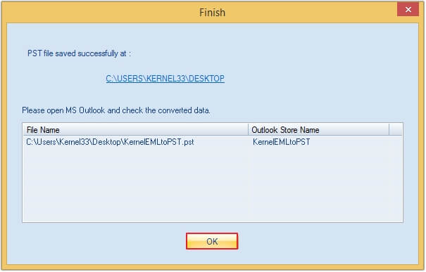emlx to pst conversion is successfully completed 