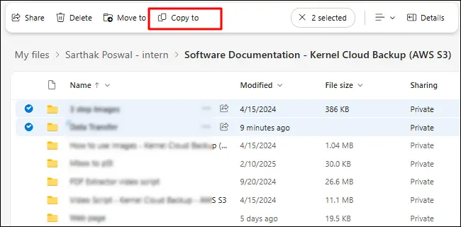 copy to files