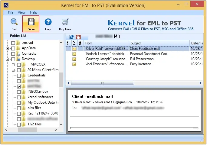 Select files or folders to convert and click on save