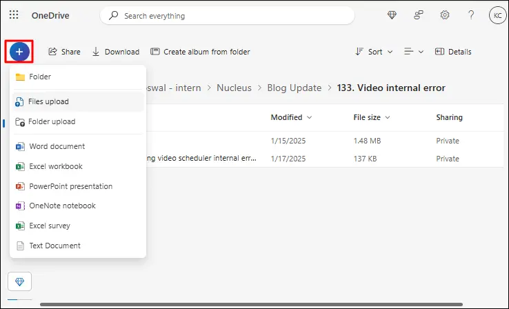 upload data to onedrive