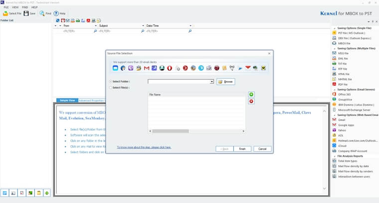 Select MBOX file and click ok