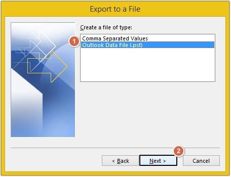 select Outlook Data File