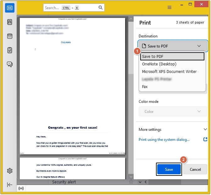 select Save to PDF.