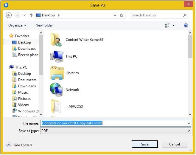 Provide file name and saving location