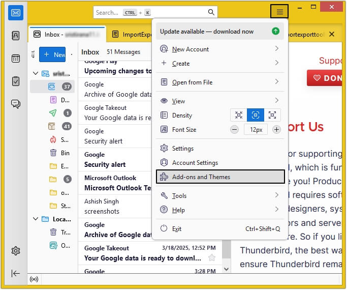select Add-ons and Themes