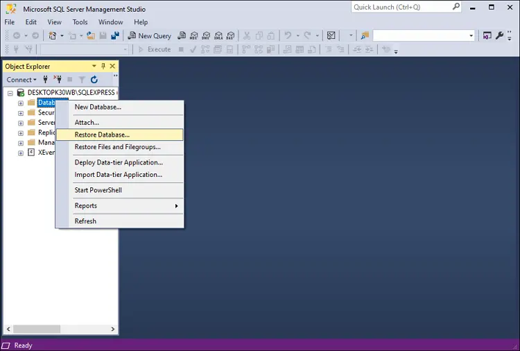  Run SQL Server Management Studio