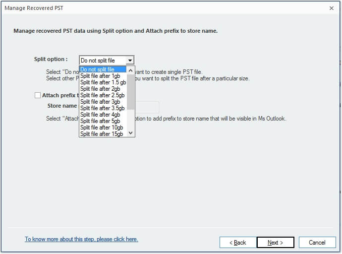 split PST file