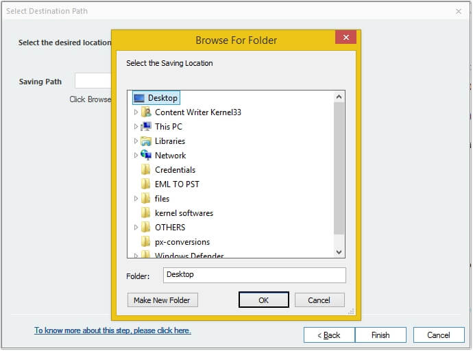 Provide Location to save mbox file