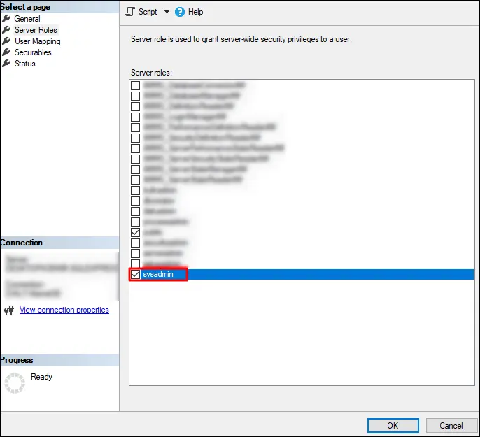 select the option Server Roles