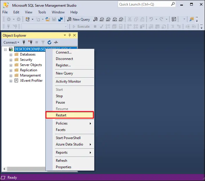 Restart SQL Server